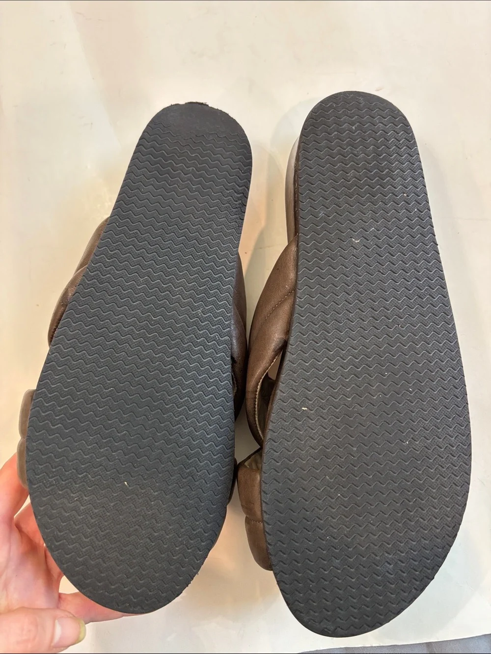 The Last Conspiracy Brown Leather Cross Strap Slides Sandals EU 40 Minimalist - Picture 11 of 13